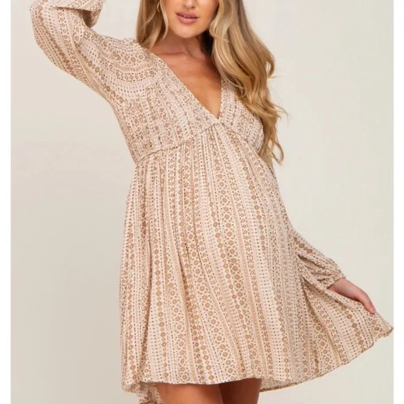 fitted lace wedding dress Cream Ribbed Long Sleeve Maternity Maxi Dress – PinkBlush